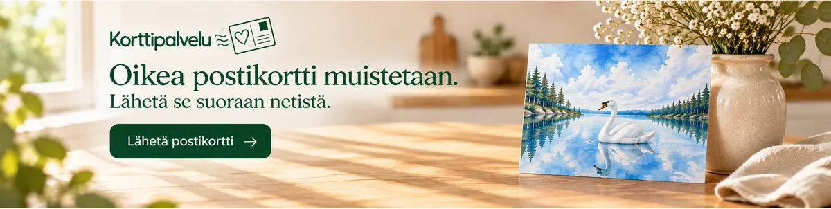 Korttipalvelu: Oikea postikortti muistetaan. Lähetä se suoraan netistä.